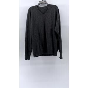 UNBRANDED Men's Charcoal Gray V-Neck Long Sleeve Pullover Sweater SZ L
